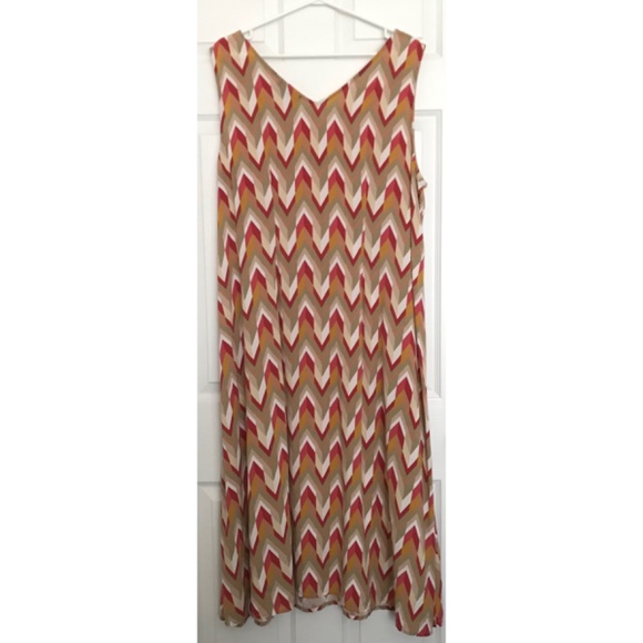Charlie B Geometric Patterned Shift Maxi Dress XL Chevron Herringbone Abstract - Picture 2 of 9